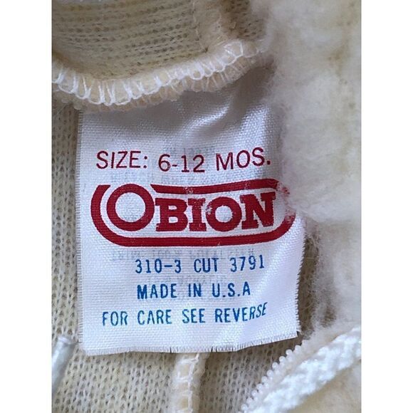 VTG Lion Shepra Baby One-Piece Bunting Footed Hooded Obion 6-12 Mos - Picture 4 of 4